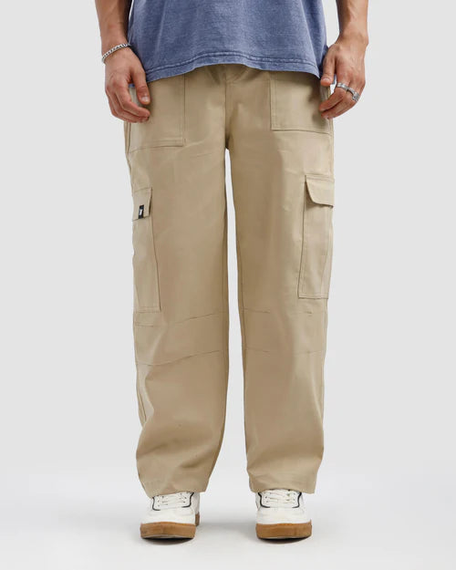 Beige Cargo Pants for Men Zaytra front view