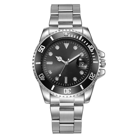 Luminous Solid Steel Strap Men's Watch With Calendar