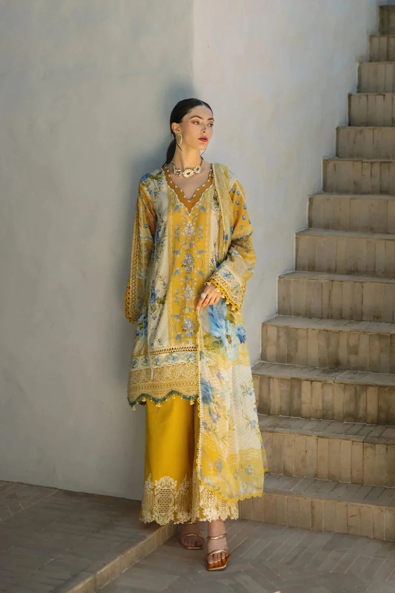 03-Piece Embroidered Lawn Digital Print Dress