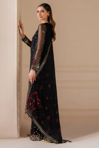 Embroidered chiffon Luxury Black Dress