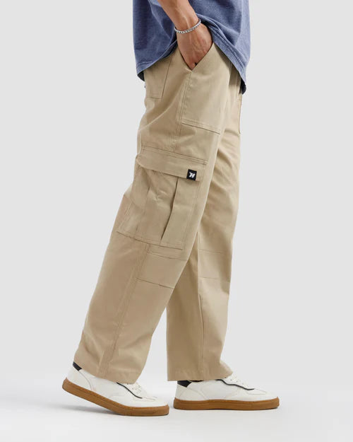 beige Cargo Pants for Men Zaytra Walking View