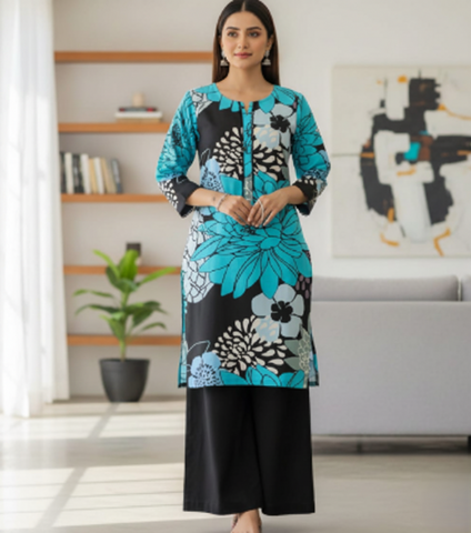 Stylish Printed Kurti For Woman 2piece Co ord Set