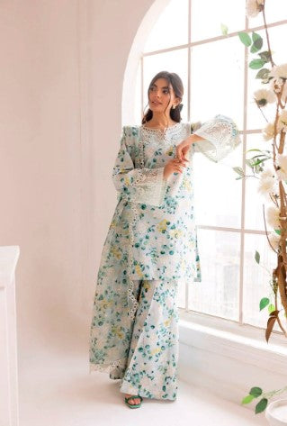 Woman Printed Stylish Design Unstitched 3pcs Suit For Woman in Pakistan