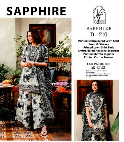 supphire printed embroidered outfit 3piece Suit For Woman in pakistan