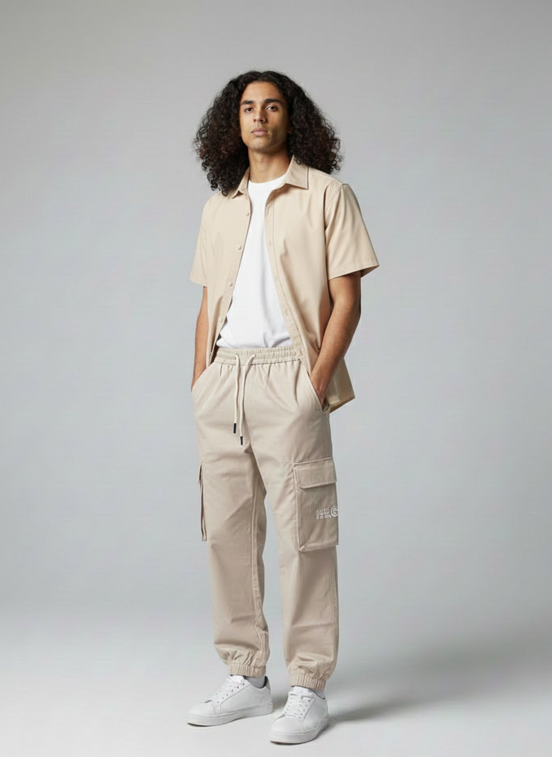 New Man Streetwear Cargo Pant in Beige Color 