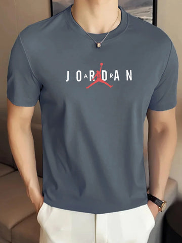 gray men’s Jordan style printed t-shirt made with premium cotton for casual and streetwear fashion in zaytra fashion