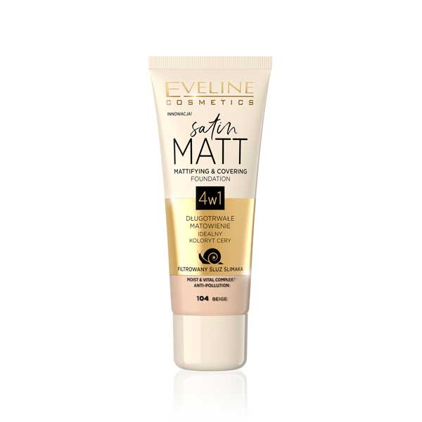 Eveline Satin Matt Mattifying & Covering Foundation 104 Beige For girls best qulaity in zaytra